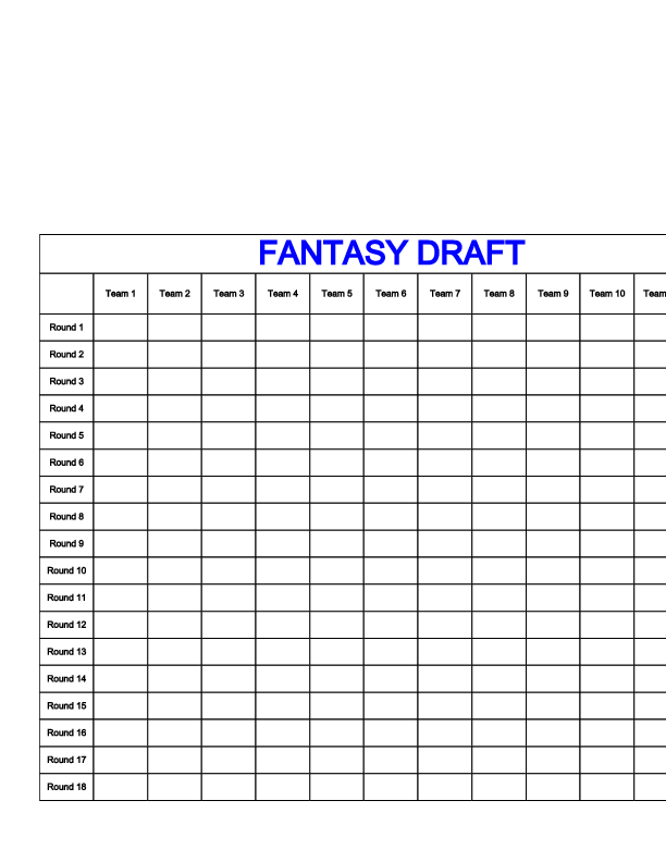 21 New Fantasy Football Draft Board Spreadsheet